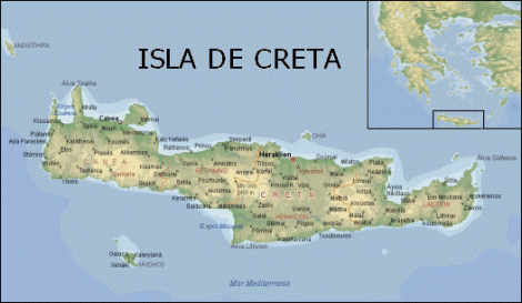 Mapa de la Isla de Creta (Tomado de www.viajesaeuropa.org)