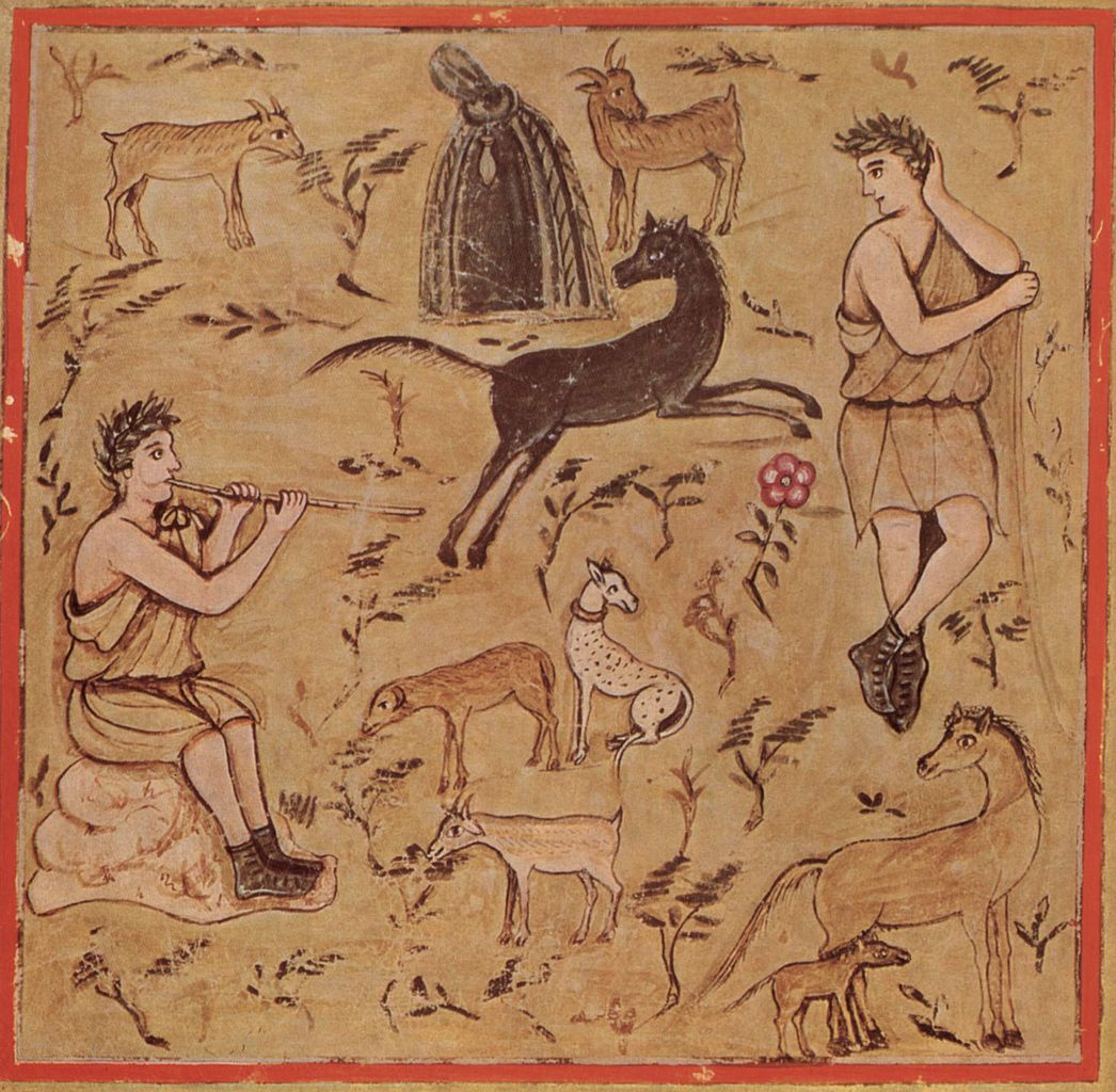Die Georgica des Vergil, III. Buch, Szene, Schäfer bei ihren Herden.