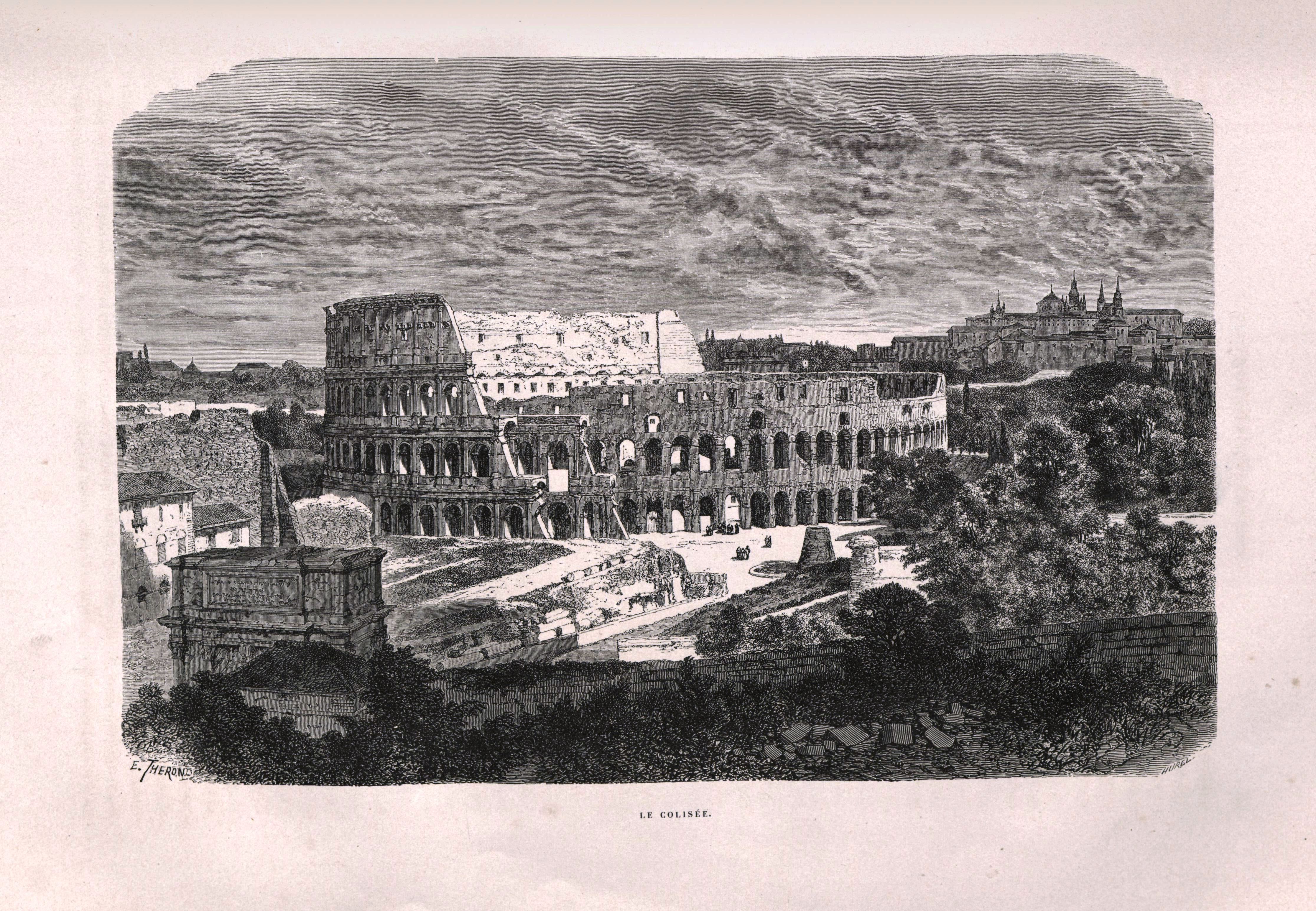 El Coliseo. Conocido también como Anfiteatro Flaviano, obra de concreto y piedra, tardó solo diez años en ser construido.