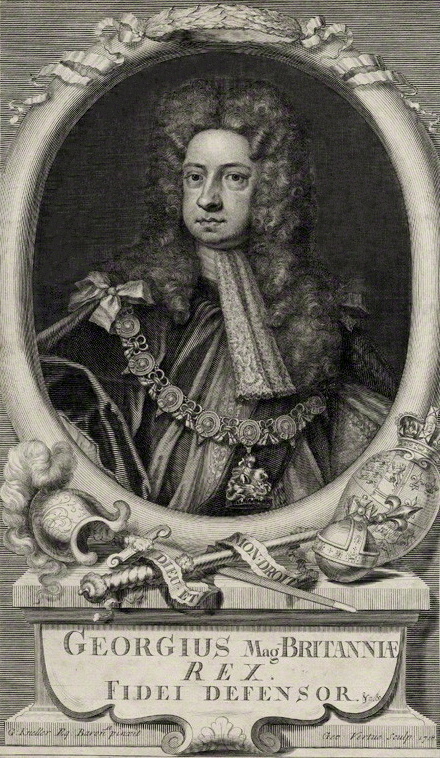 Jorge Ien 1718, por Vertue, según Kneller. 
