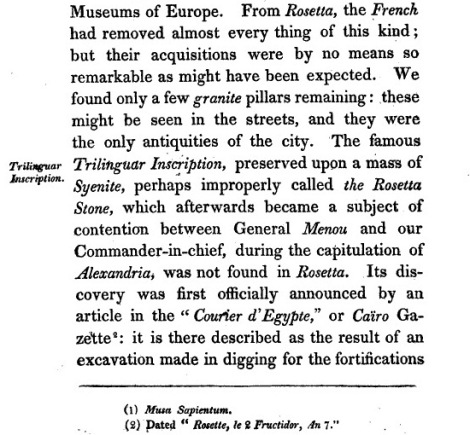 El descubrimiento se conoció en 1799. Aquí un comentario en Travels in various countries of Europe, etc., por Edward D. Clarke; 1827, p. 6. Disponible en la red.
